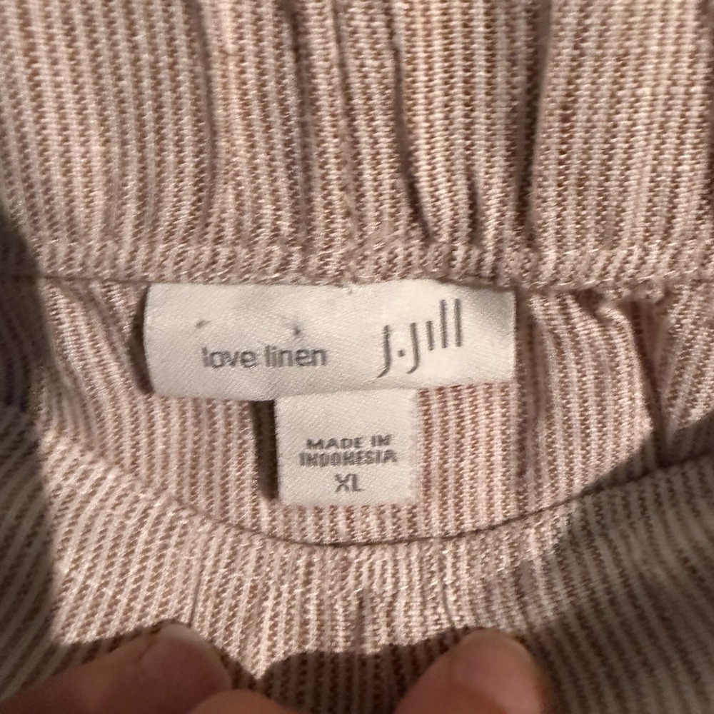 J.jill Love Linen Size XL Pull On Linen Skirt Brown Stripe Lagenlook Minimalist - Picture 3 of 5